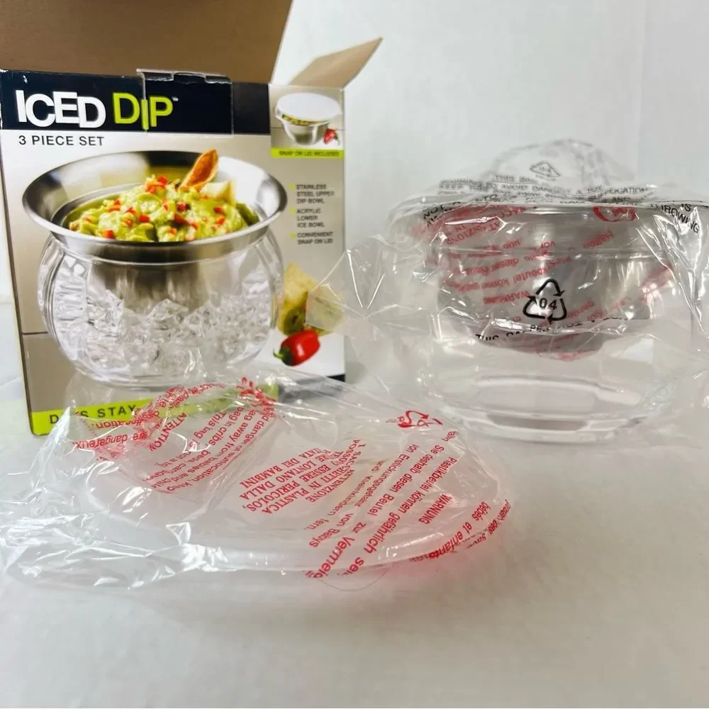 Prodyne Iced Dip 3 Piece Iced Stainless Steel & Acrylic Dip Cup With Lid